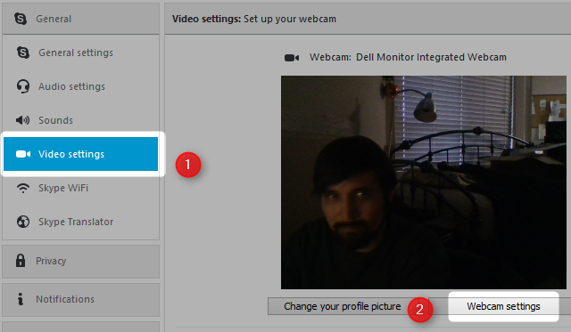 video settings skype