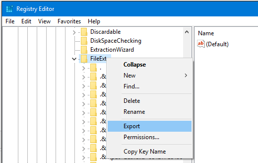 Export Registry Key