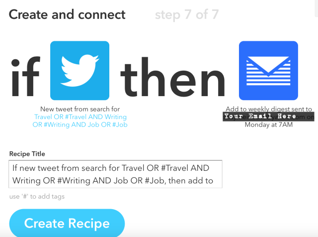 If Twitter then Email Job recipe