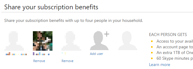 Office 365 Home Sharing