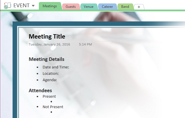 OneNote Meeting Notes Template