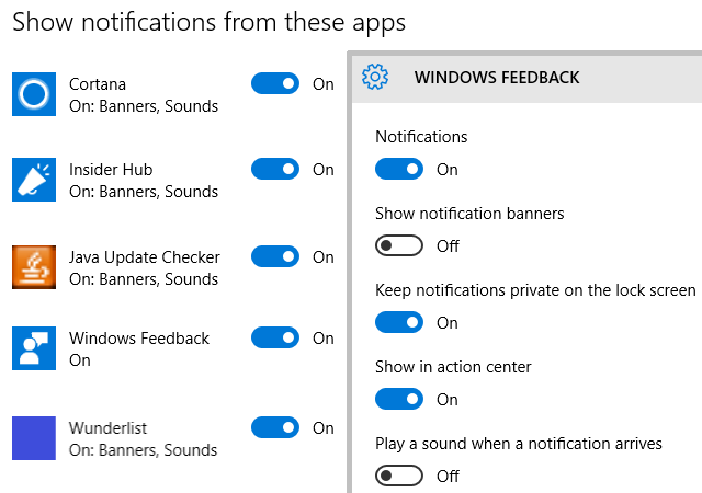 Windows 10 Notifications Settings