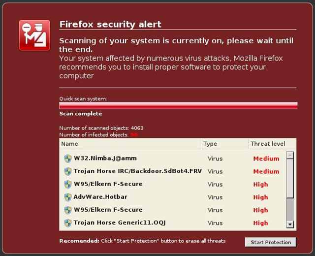 fake malware messages website ads