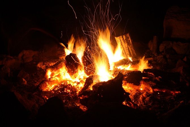 campfire crackling embers