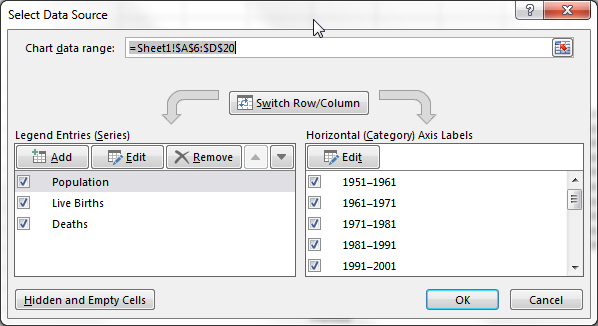 Excel Data Range Name Data Series