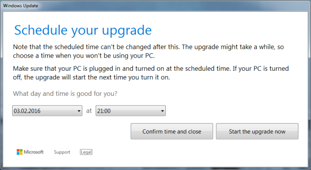 Schedule Windows 10 Upgrade
