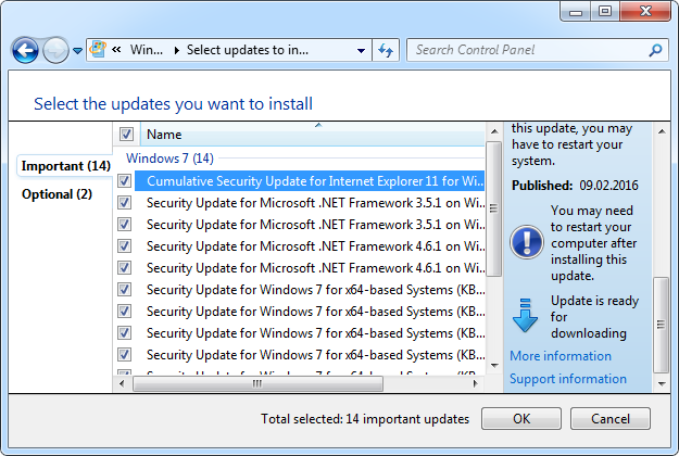 Windows 7 Available Updates