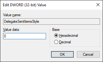 outlook delegate sent items style