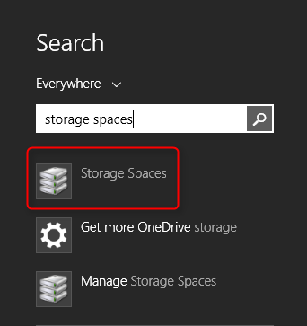 storage spaces windows 81