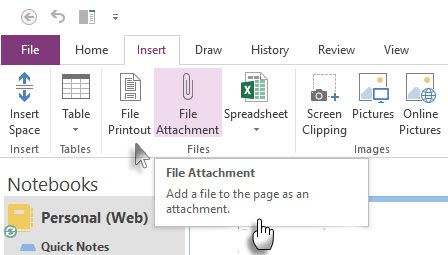 Insert File Attachment or a File Printout