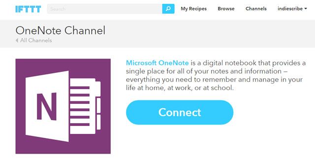 Connect OneNote to IFTTT