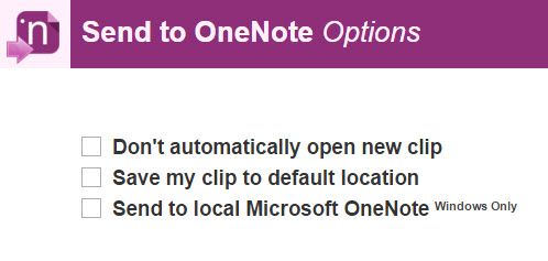 Send To OneNote Chrome extension