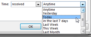 Outlook COnditional Formatting Time Filters