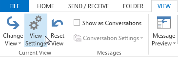 Outlook Current View Settings Tab