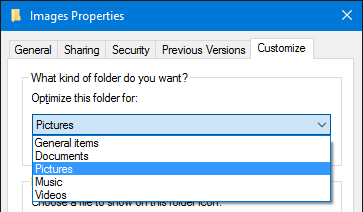 Windows 10 File Explorer Folder Type