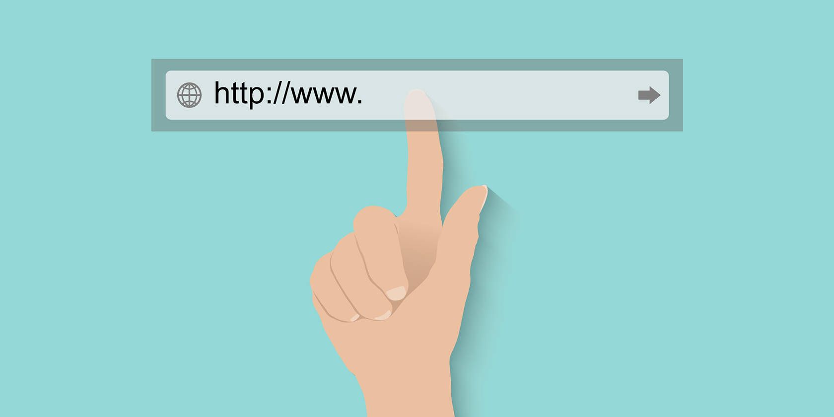 Hand pointing to the address bar. 