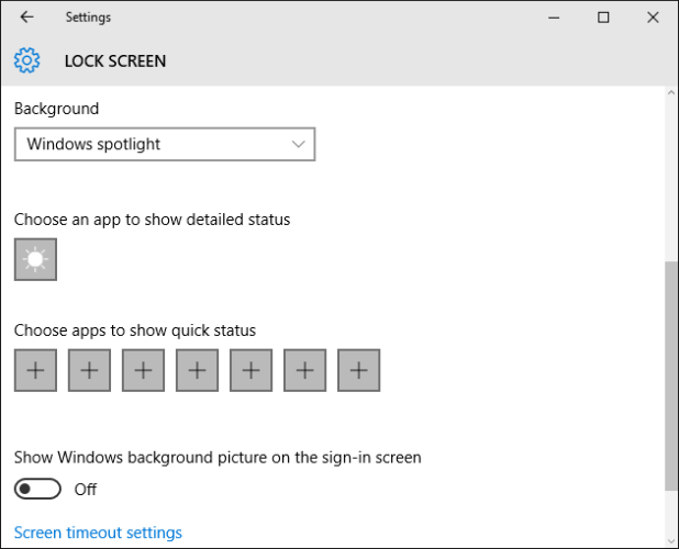 windows 10 lock screen settings