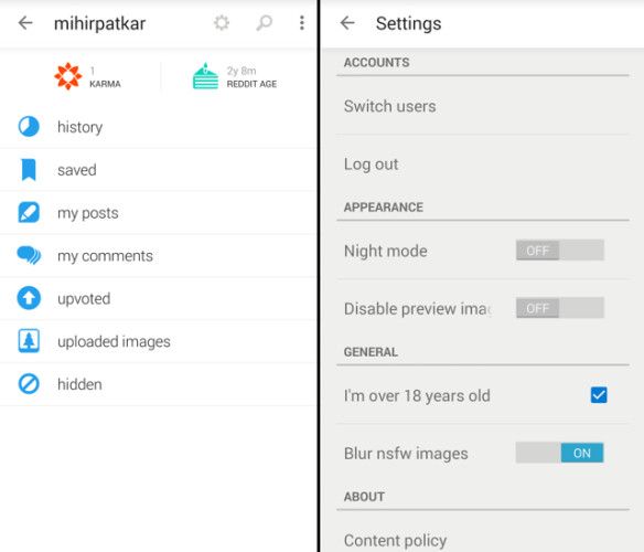 Best-reddit-mobile-app-official-profile-settings