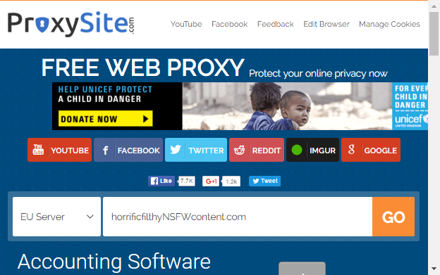 Proxy-Site mit gefälschter URL