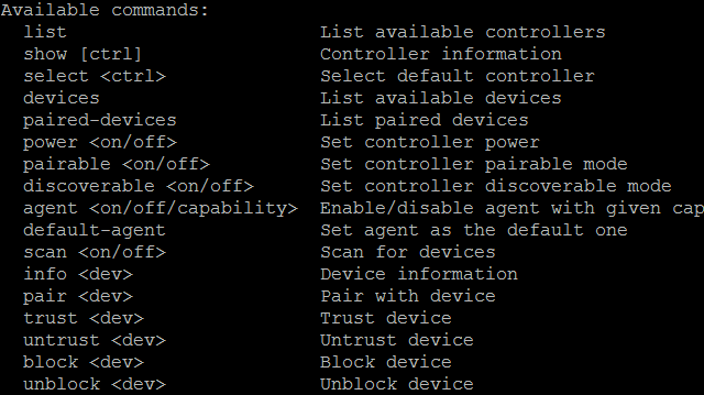 Raspberry Pi Bluetooth help commands