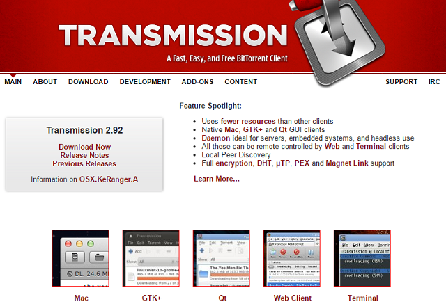 This screen capture shows one of the best Bittorrent clients. This one is called Transmission