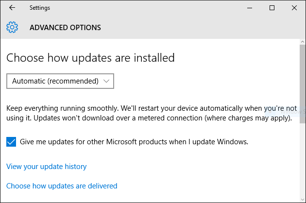 windows 10 choose how updates are installed