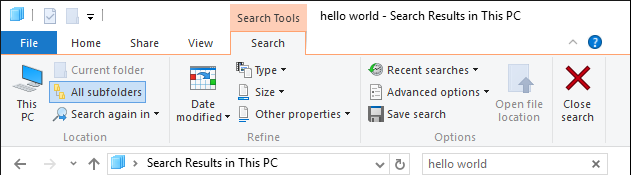 windows file explorer search