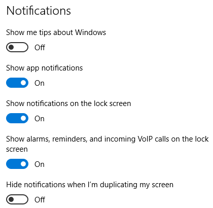 Action Center Notifications