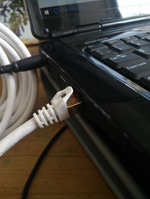 Ethernet Cable Plugged Into Laptop