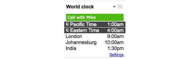 Google Calendar World Clock