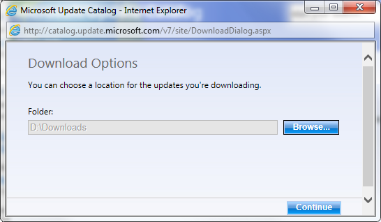 Windows Update Catalog Choose Location