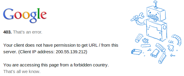 Forbidden Country Message Google