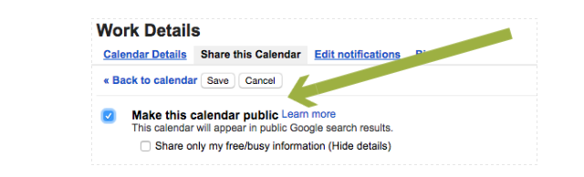 Make Google Calendar Public