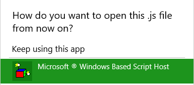 Windows 10 JavaScript automatic application choice