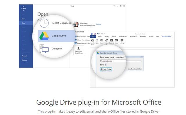 Google Drive Plug-in for Office 2016