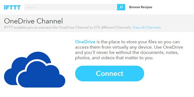 The OneDrive IFTTT Channel