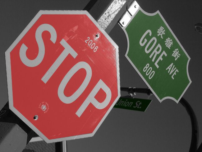 Stop Sign Gore Ave Colorized Photo