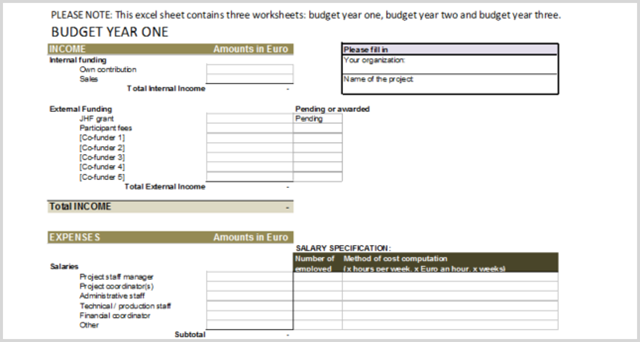 Excel PM Yearly Budget Template