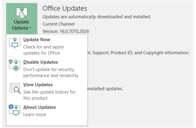 office 2016 update history
