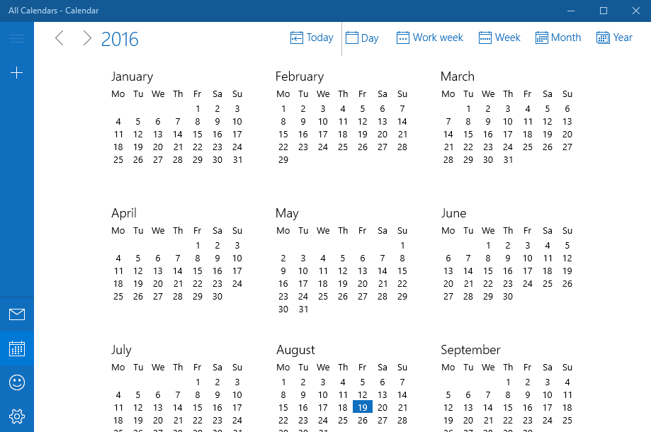Windows 10 Calendar