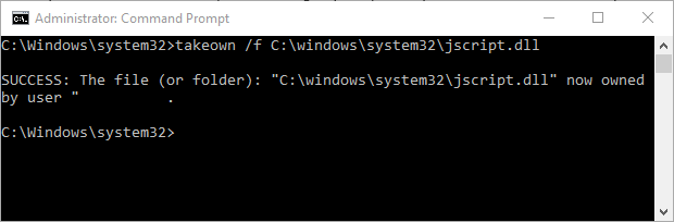 Windows 10 Command Prompt takeown command