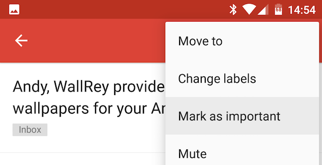Android Gmail Mark Message as Important