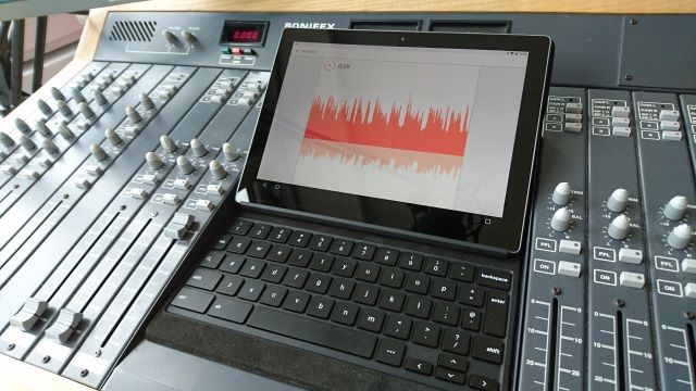 Podcasting Studio Equipment With Laptop and Soundboard