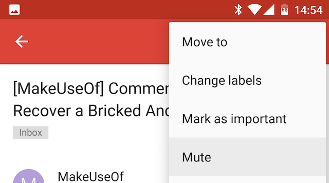 Android Gmail Mute Conversations