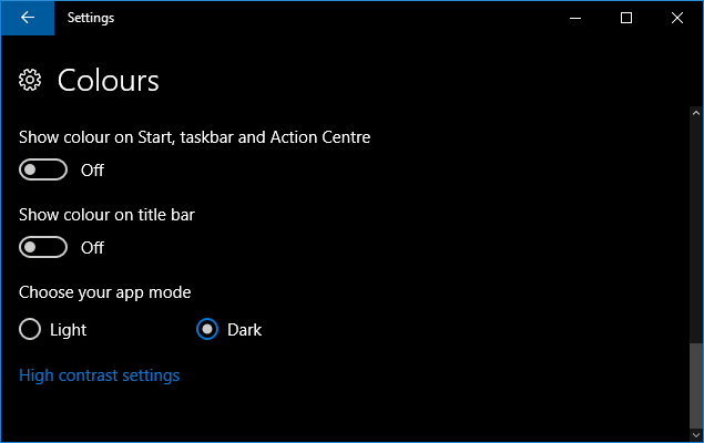 windows 10 dark mode