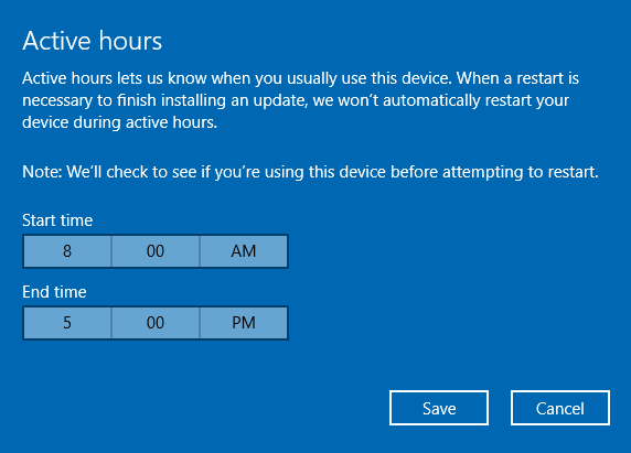 windows 10 update active hours
