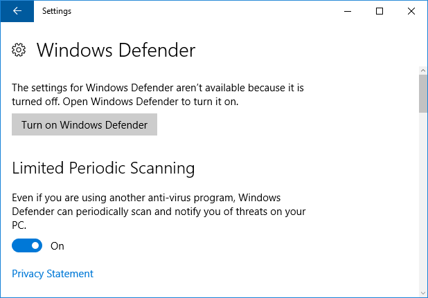 windows defender periodic scanning