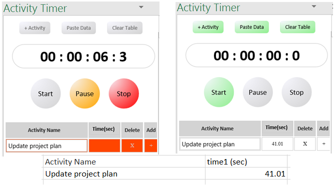 Excel Add-In Activity Timer