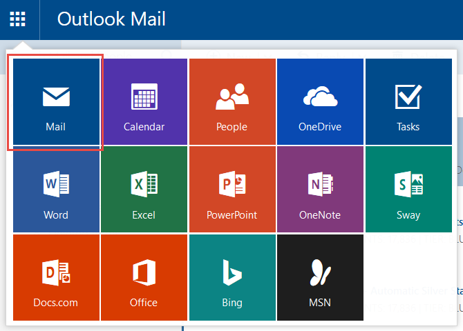 Outlook.com App Launcher