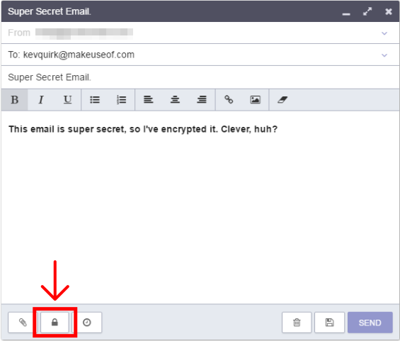ProtonMail Compose Email Padlock